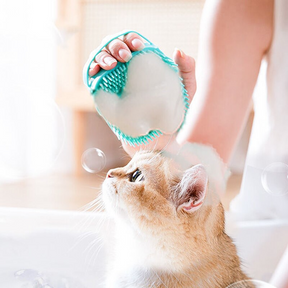 Escova de Banho Massageadora para Pets com Dispenser para Shampoo