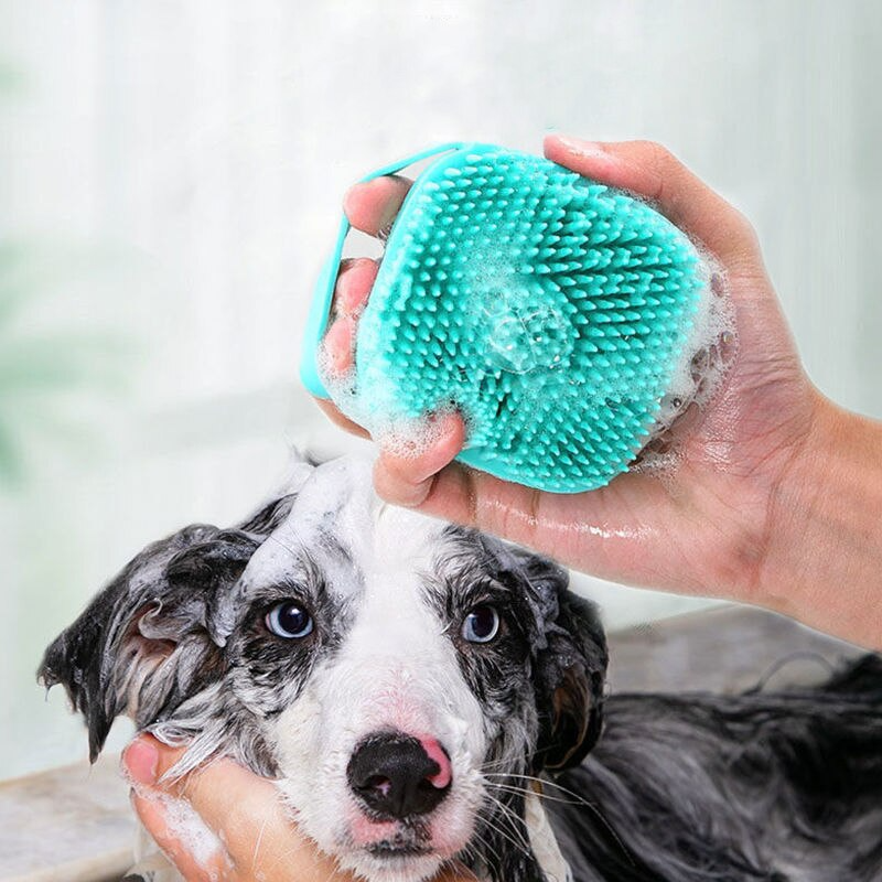 Escova de Banho Massageadora para Pets com Dispenser para Shampoo